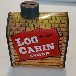 Vintage Log Cabin Tin Piggybank